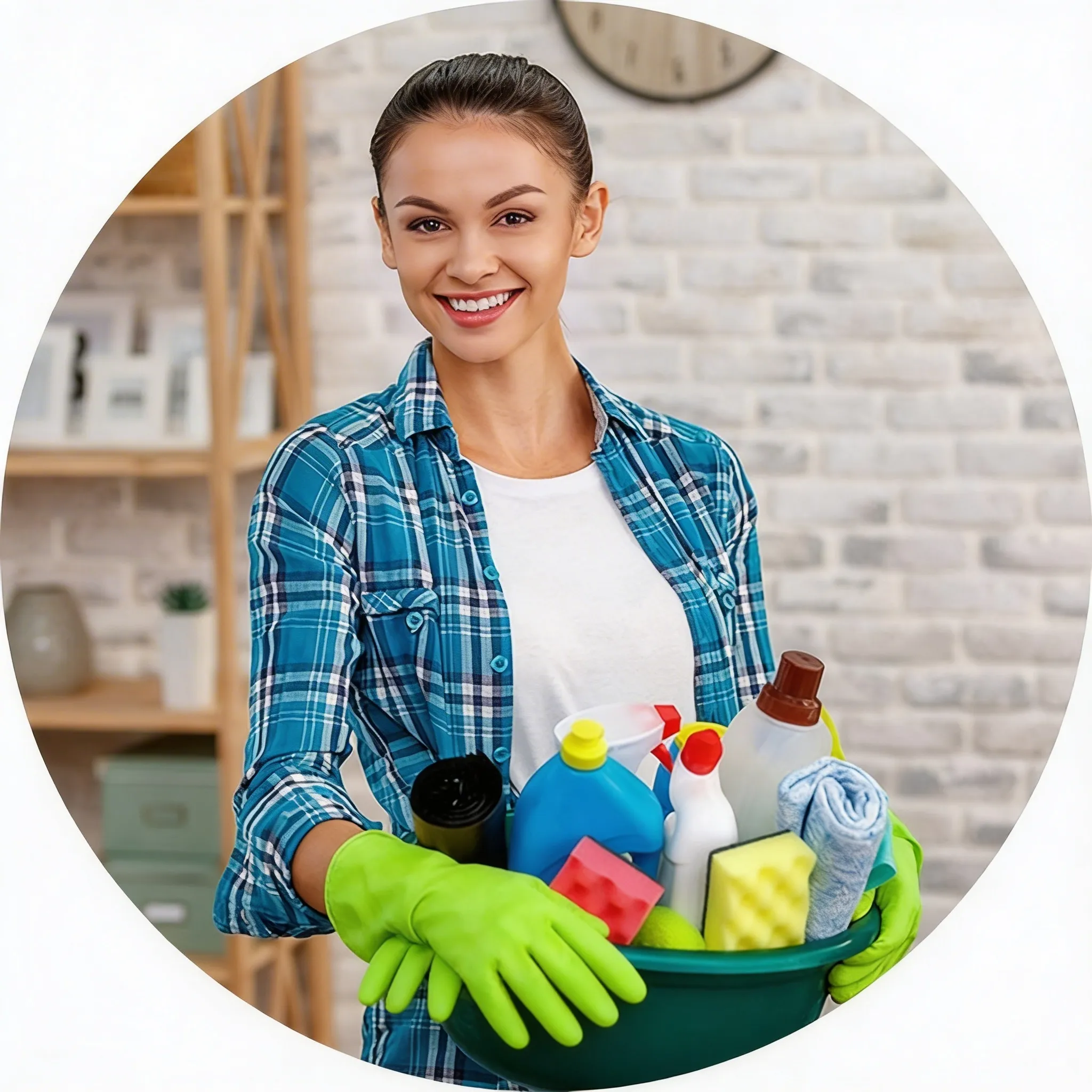 Cleaning professional holding supplies
